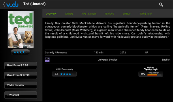 Vudu for Android Tablet